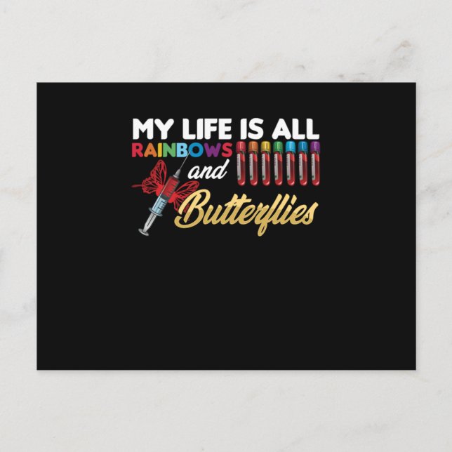 Postal My Life Is All About Rainbow Butterfly Phlebotomy  (Anverso)