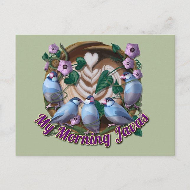 Postal My morning JAVA with Java sparrows (Anverso)