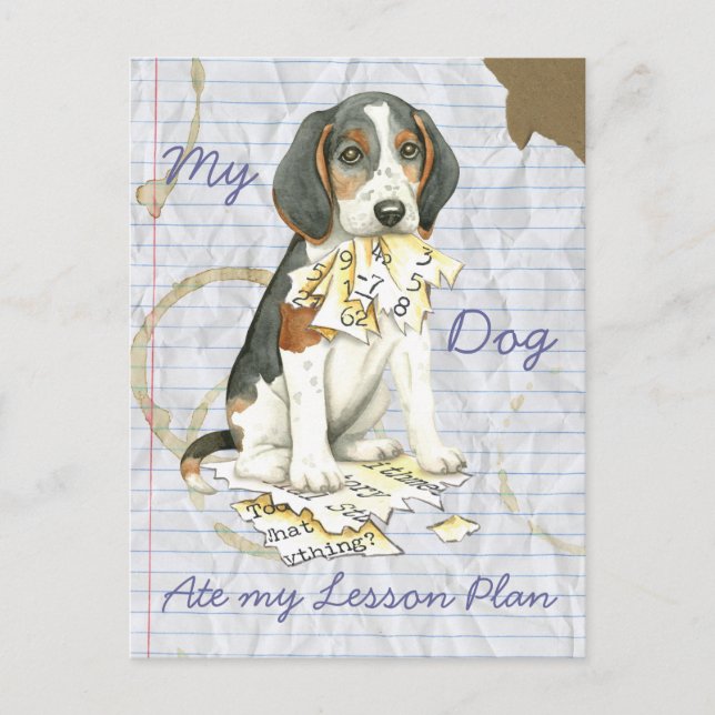 Postal My Treeing Walker Coonhound Ate Mi Plan de Leccion (Anverso)