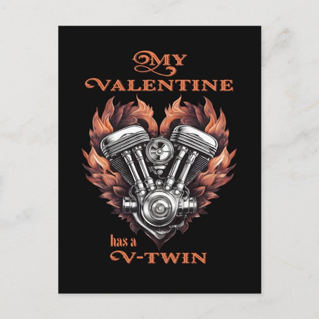 Postal My Valentine has a V-Twin, Biker style (Anverso)