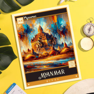 Postal Myanmar   Pintura de época