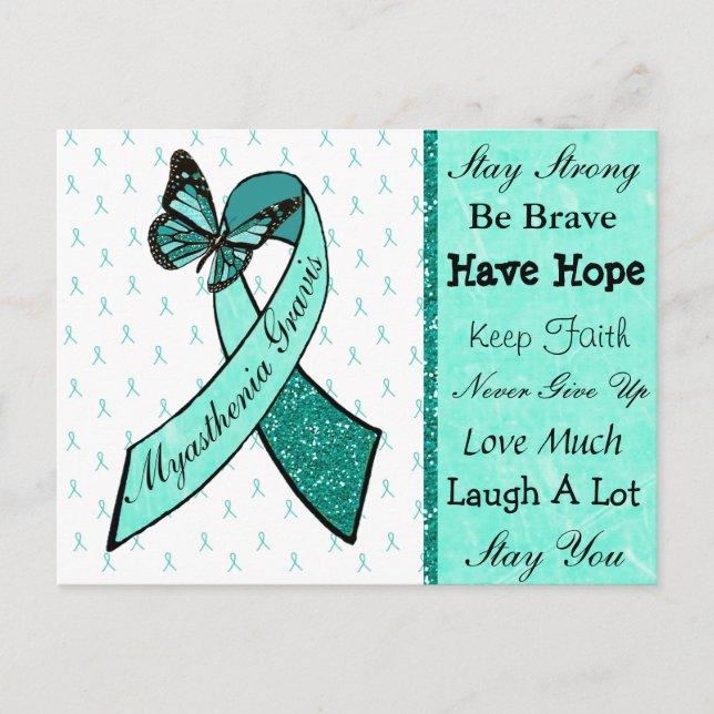 Postal Myasthenia Gravis Hope Butfly Ribbon Postcard (Anverso)