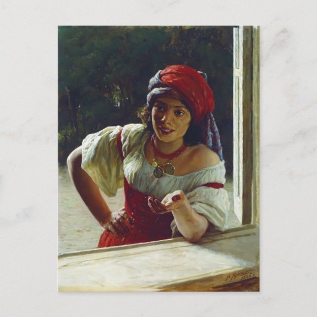 Postal Mykola Yaroshenko - Mujer gitana (Anverso)