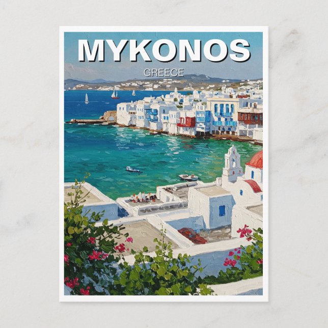 Postal Mykonos Grecia Islas griegas Pequeña Venecia (Anverso)