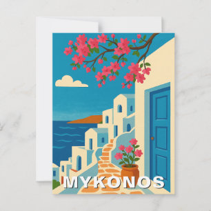 Postal Mykonos Grecia Verano Vintage Viajes