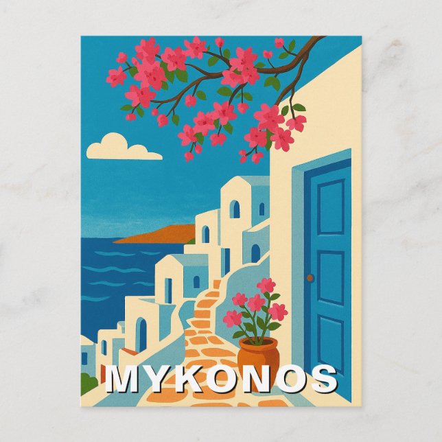Postal Mykonos Greece Summer Vintage Travel (Anverso)