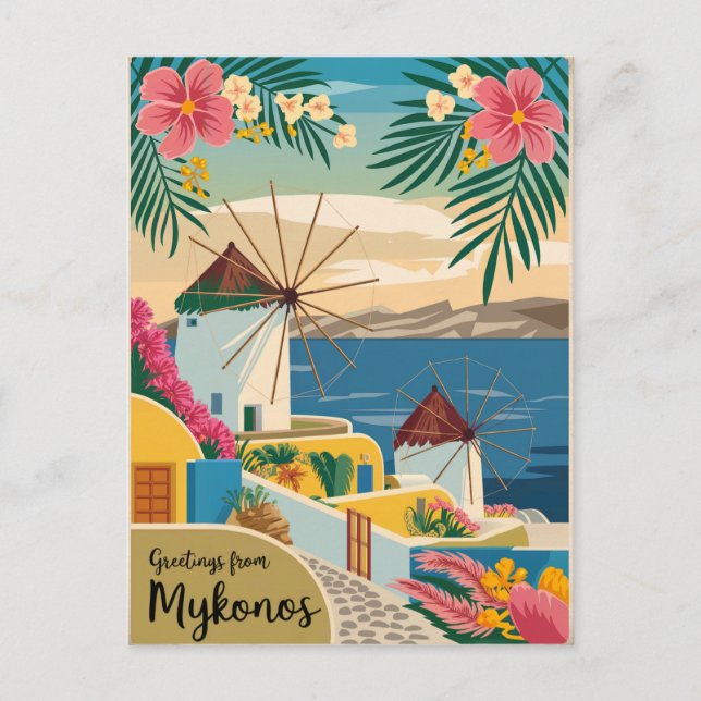 Postal Mykonos Greece Vintage (Anverso)