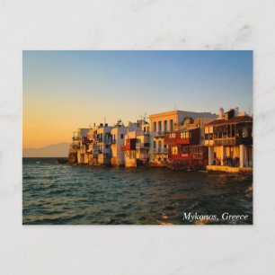 Postal Mykonos Little Venice Quater Sunset, Greece