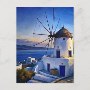 Postal Mykonos, molino de viento de Grecia