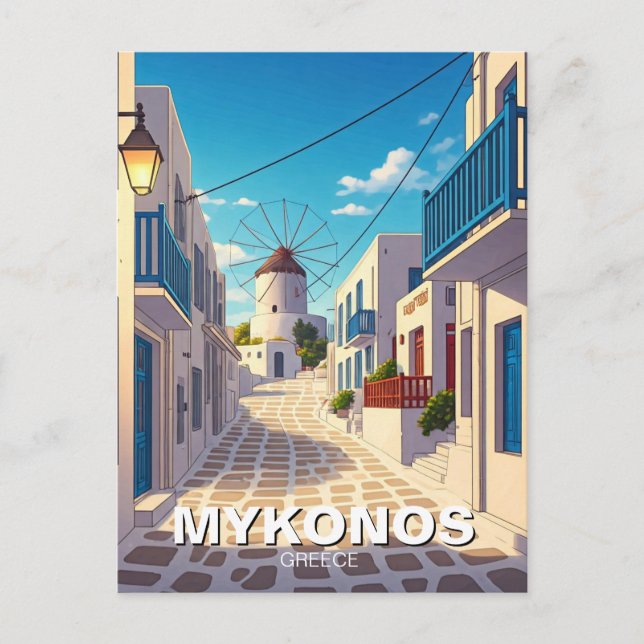 Postal Mykonos Path Greece Cyclades Travel (Anverso)
