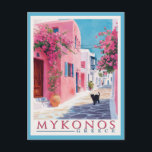 Postal Mykonos vintage, griego<br><div class="desc">Descubra la belleza intemporal de Mykonos con esta auténtica postal retro. Captura la esencia de los emblemáticos molinos de viento de la isla griega,  las encantadoras calles empedradas y la vibrante vida nocturna en este nostálgico colectivo.</div>