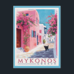 Postal Mykonos vintage, griego<br><div class="desc">Descubra la belleza intemporal de Mykonos con esta auténtica postal retro. Captura la esencia de los emblemáticos molinos de viento de la isla griega,  las encantadoras calles empedradas y la vibrante vida nocturna en este nostálgico colectivo.</div>