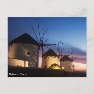 Postal Mykonos Windmill Sunset, Grecia