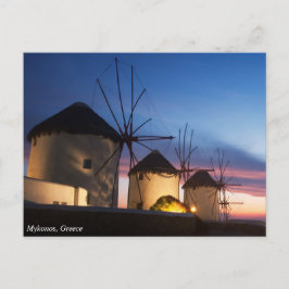 Postal Mykonos Windmill Sunset, Grecia