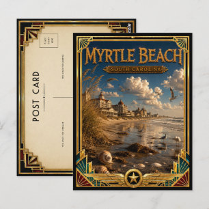 Postal Myrtle Beach Carolina del Sur Arte Deco Vintage