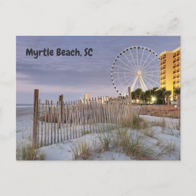 Postal Myrtle Beach, South Carolina Beach en la noche (Anverso)