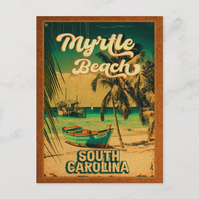 Postal Myrtle Beach South Carolina Retro Sunset Souvenir (Anverso)