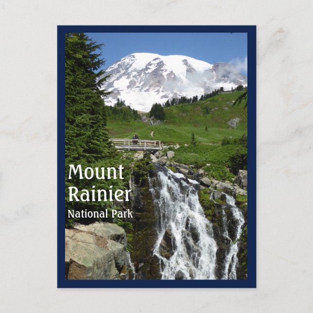 Postal Myrtle cae (el Monte Rainier N.P.) con el texto (Anverso)