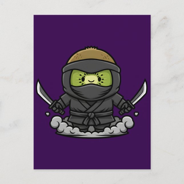 Postal Mysterious Kage Kiwi Shadow Ninja Illustration (Anverso)