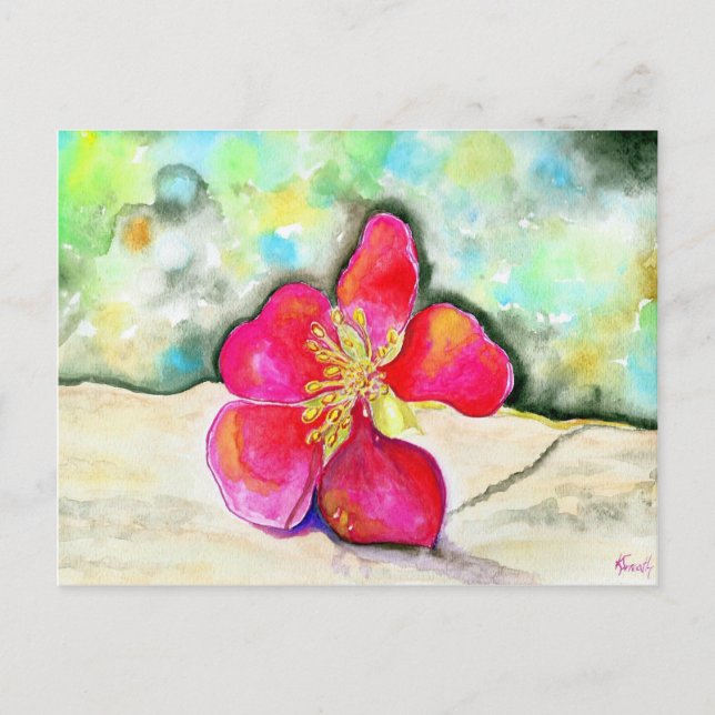 Postal Mystery Pink Flower Watercolor (Anverso)