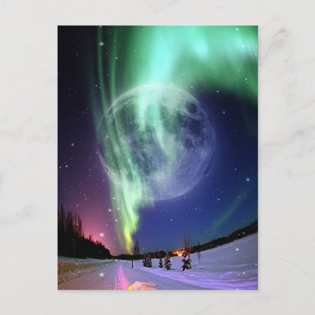 Postal Mystic Beautiful brillante gran luna azul (Anverso)