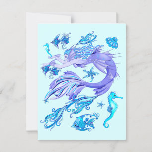 Postal Mystic Mermaid Fairy Purple Creple Ceramic Tile