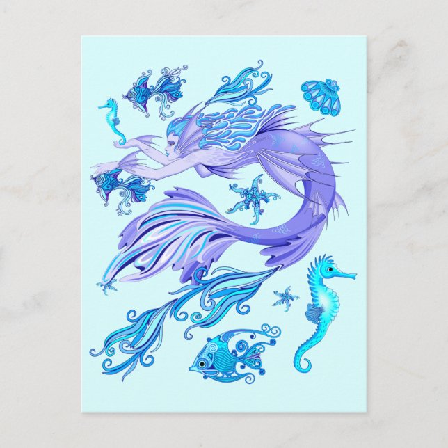 Postal Mystic Mermaid Fairy Purple Creple Ceramic Tile (Anverso)