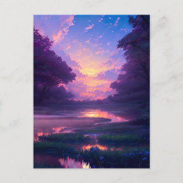 Postal Mystic Sunset over Swamp