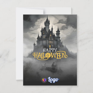 Postal Mystical Castle Halloween Diseño gótico espumoso