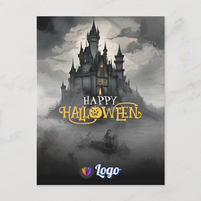 Postal Mystical Castle Halloween Diseño gótico espumoso (Anverso)