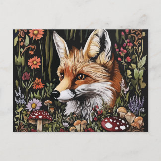 Postal Mystical Fox in Enchanted Forest