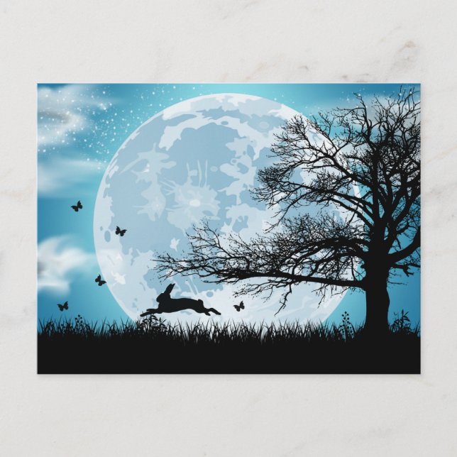 Postal Mystical Moon with Rabbit Silhouette (Anverso)