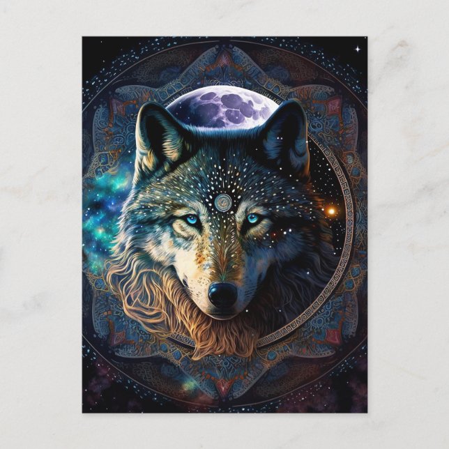 Postal Mystical Wolf Moon Mandala (Anverso)