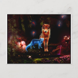 Postal Mystical Wolf y Fox