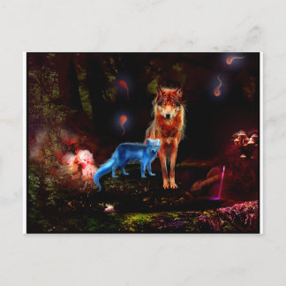 Postal Mystical Wolf y Fox