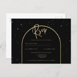 Postal Mystique BLACK GOLD Starry Night Wedding RSVP