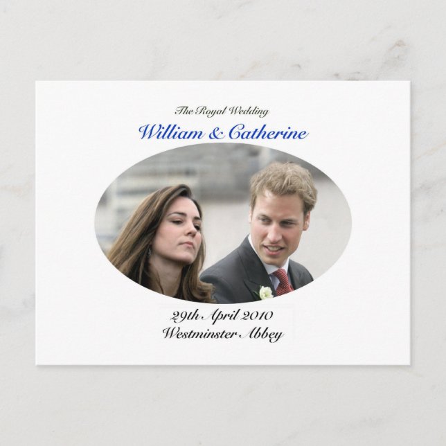 Postal Nº 1 El Boda Real William & Catherine (Anverso)