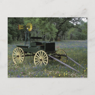Postal N.A., EE. UU., Texas, Devine, Viejo vagón y