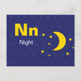 Postal N es para Night - Alphabet Flash Card