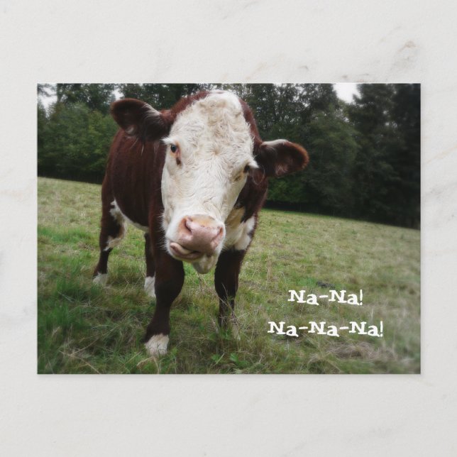 Postal ¡Na Na! Vaca Divertida Saca la Lengua (Anverso)