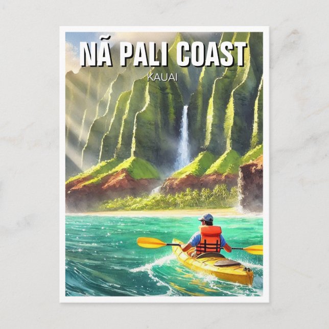 Postal Nā Pali Coast Kauai Hawaii Travel Kayak (Anverso)