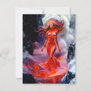 Postal "Nacido del Inferno" - Retrato de mujer volcánica