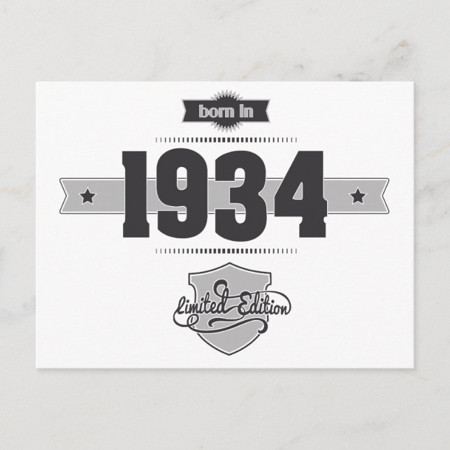 Postal Nacido en 1934 (Dark&Lightgrey) (Anverso)