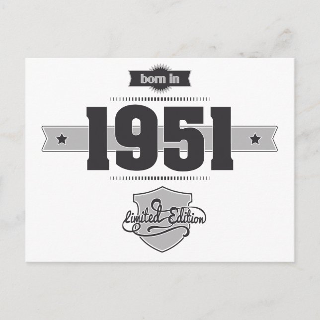 Postal Nacido en 1951 (Dark&Lightgrey) (Anverso)