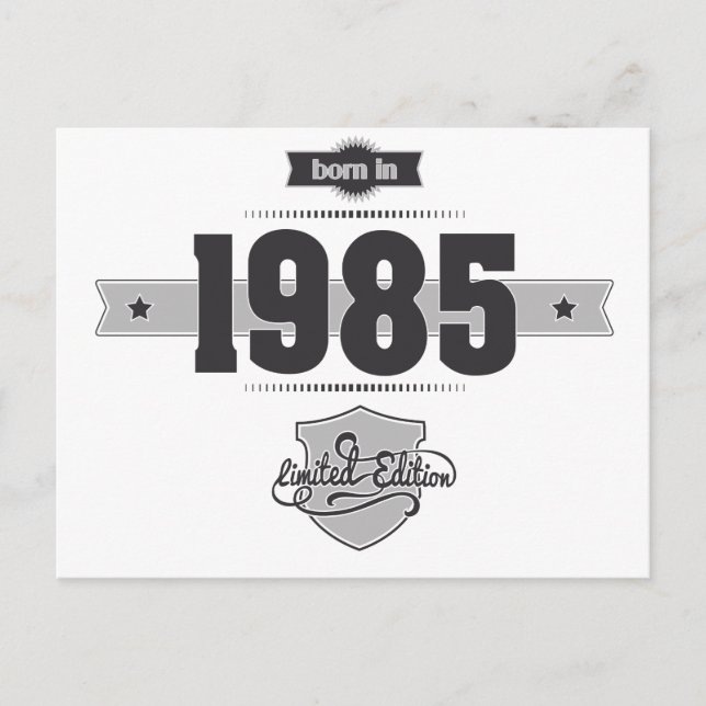 Postal Nacido en 1985 (Dark&Lightgrey) (Anverso)