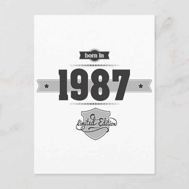 Postal Nacido en 1987 (Dark&Lightgrey) (Anverso)