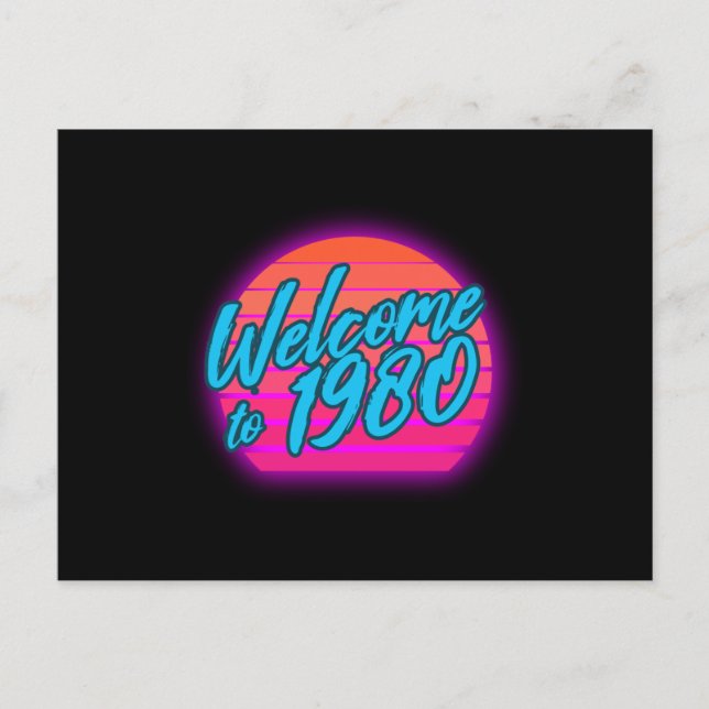 Postal Nacido en la década de 1980, retro 80. Traje de lo (Anverso)