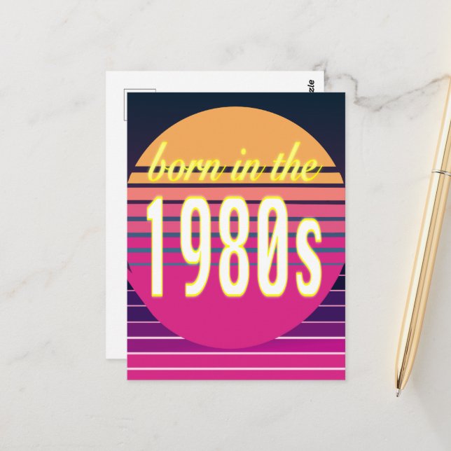 Postal Nacido en los años 80, Millennials, Gen X, Año de  (Anverso/Reverso In Situ)