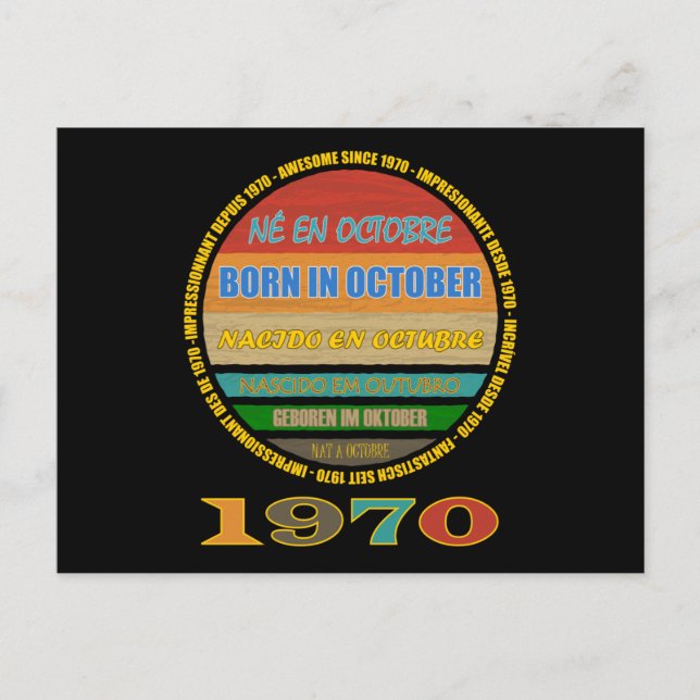 Postal Nacido En Octubre Impresionante Desde 1970 Muchos  (Anverso)