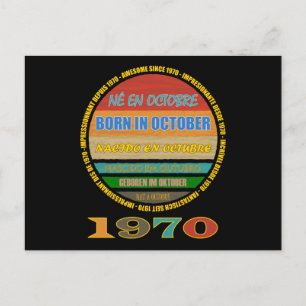 Postal Nacido En Octubre Increíble Desde 1970 Muchos Idio